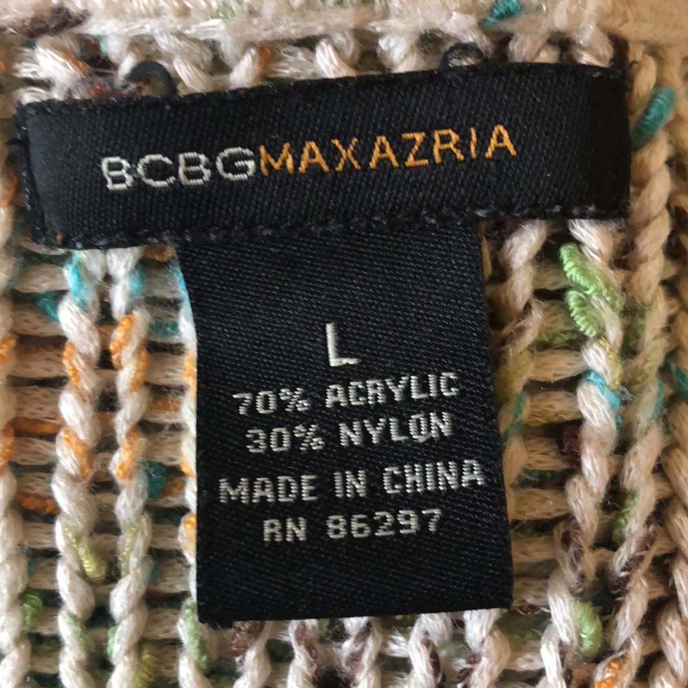 BCBGMAXAZRIA beige and teal acrylic blend cardigan size M - Picture 3 of 4